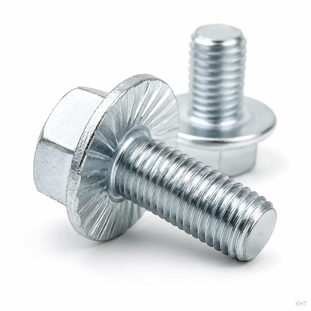 DIN 6921 serrated flange and thread detail — XHT Fasteners