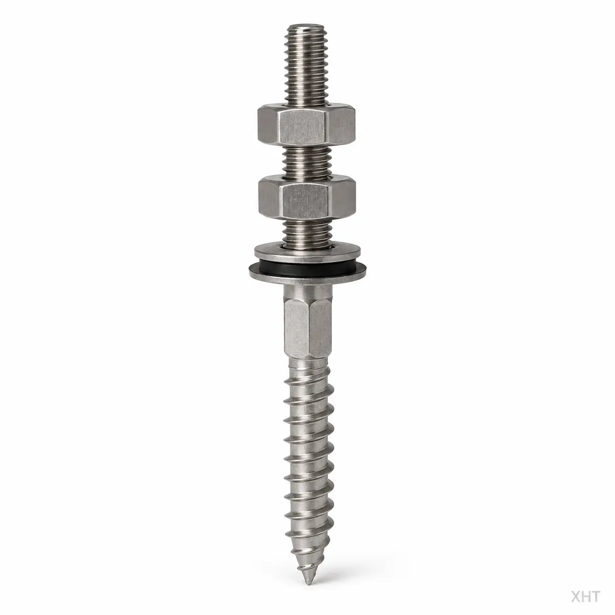Solar hanger bolt wood thread metric thread and sealing detail — XHT Fasteners