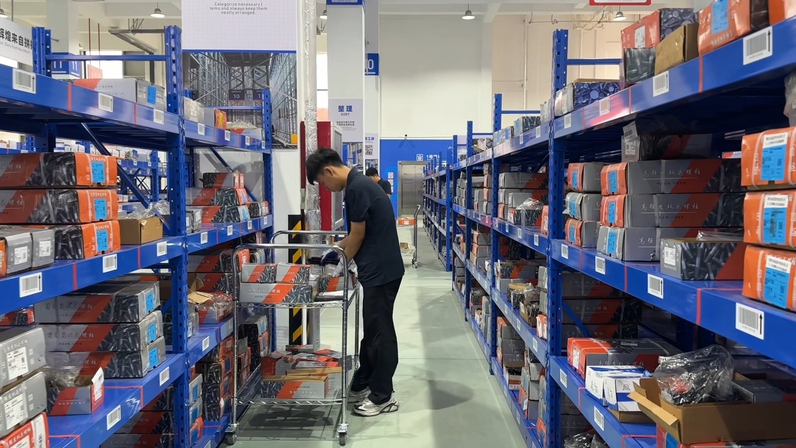 Packaged goods and shelf references in a partner warehouse